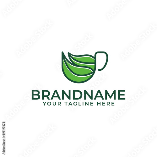 cup and leaf combination for the tea shop logo