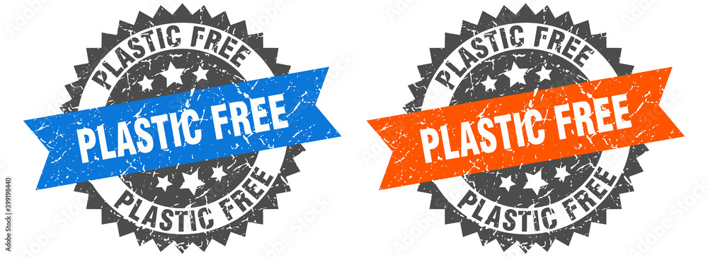 plastic free band sign. plastic free grunge stamp set