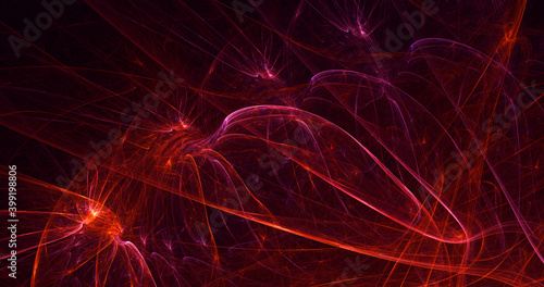 3D rendering abstract red fractal light background