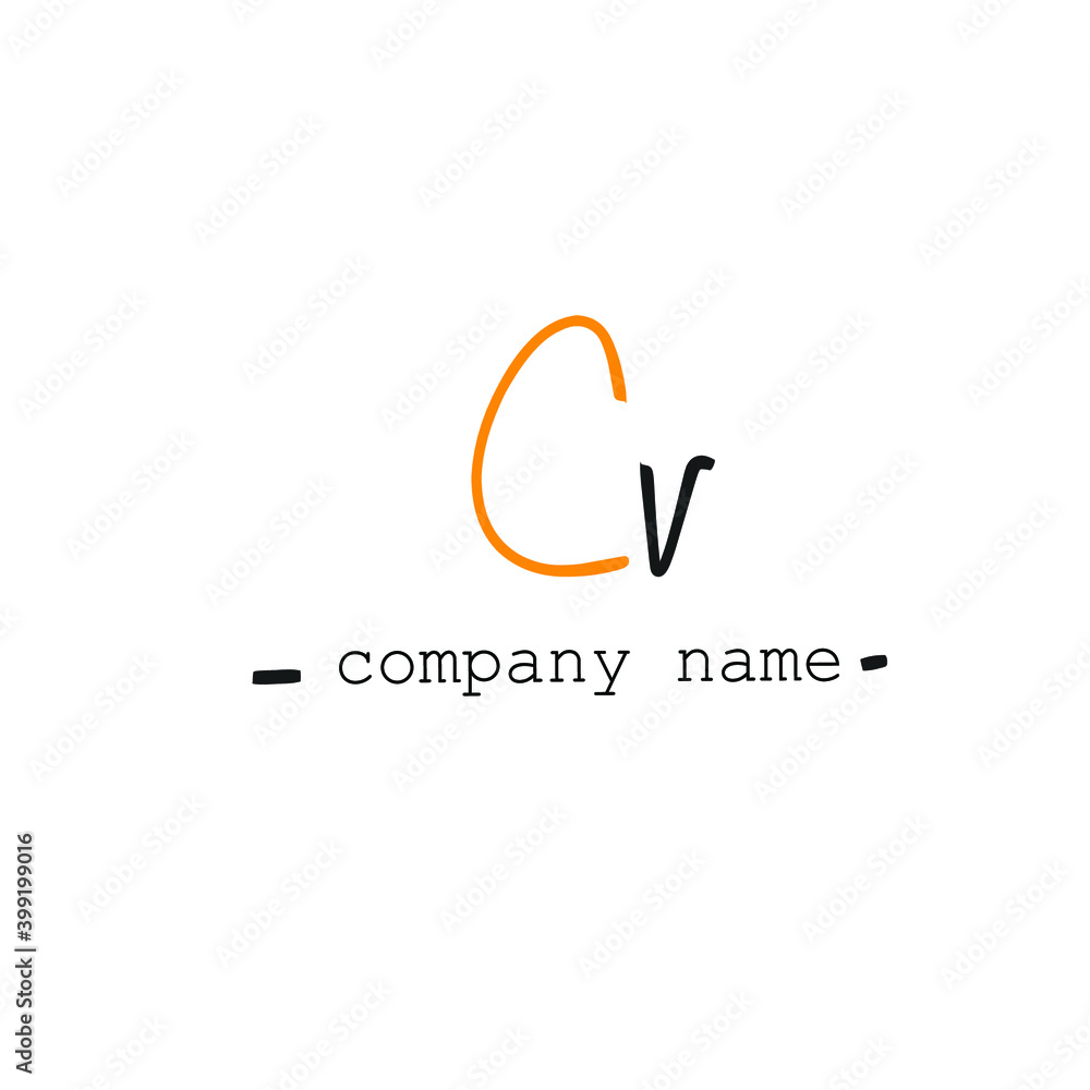 Initial cv beauty monogram and elegant logo design