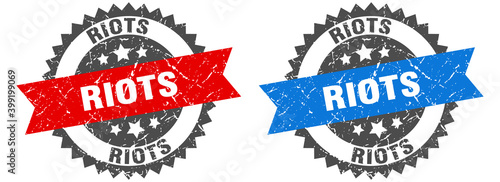 riots band sign. riots grunge stamp set
