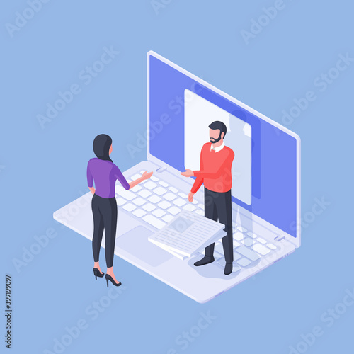 Woman having online consultation with Internet specialist