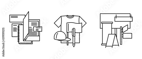 Print production icons - stationery, merchandise