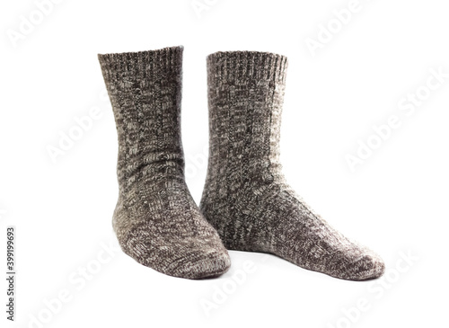 Wool socks. Close up. Isolated on a white background