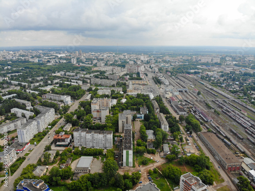 Aerial view towards the railway (Kirov, Russia)