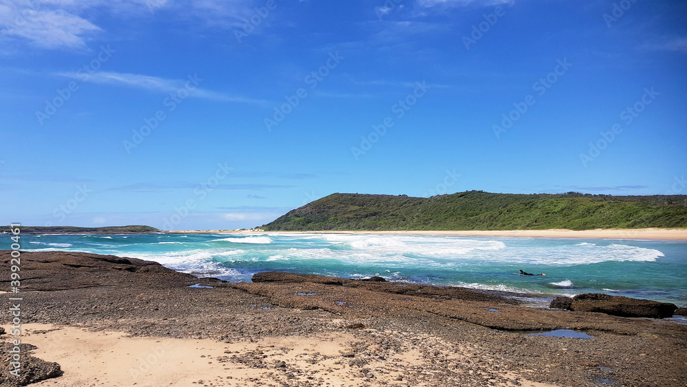 The Rock Platform at Moonee Beach Near Catherine Hill Bay New South Wales Australia, with Ocean Waves crashing over the rocks
