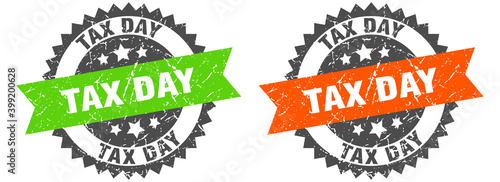 tax day band sign. tax day grunge stamp set