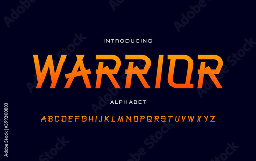 Warrior alphabet fonts. Typography for a sports team, poster, banner, etc. Vector element or template A to Z