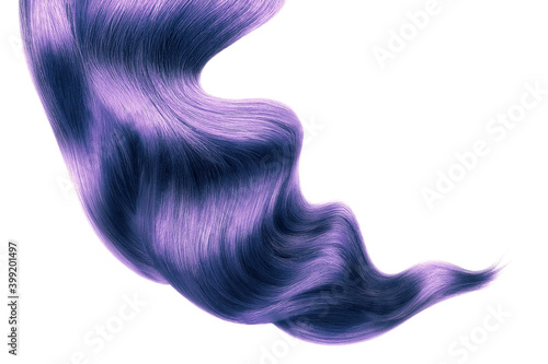 Purple shiny hair on white background, isolated