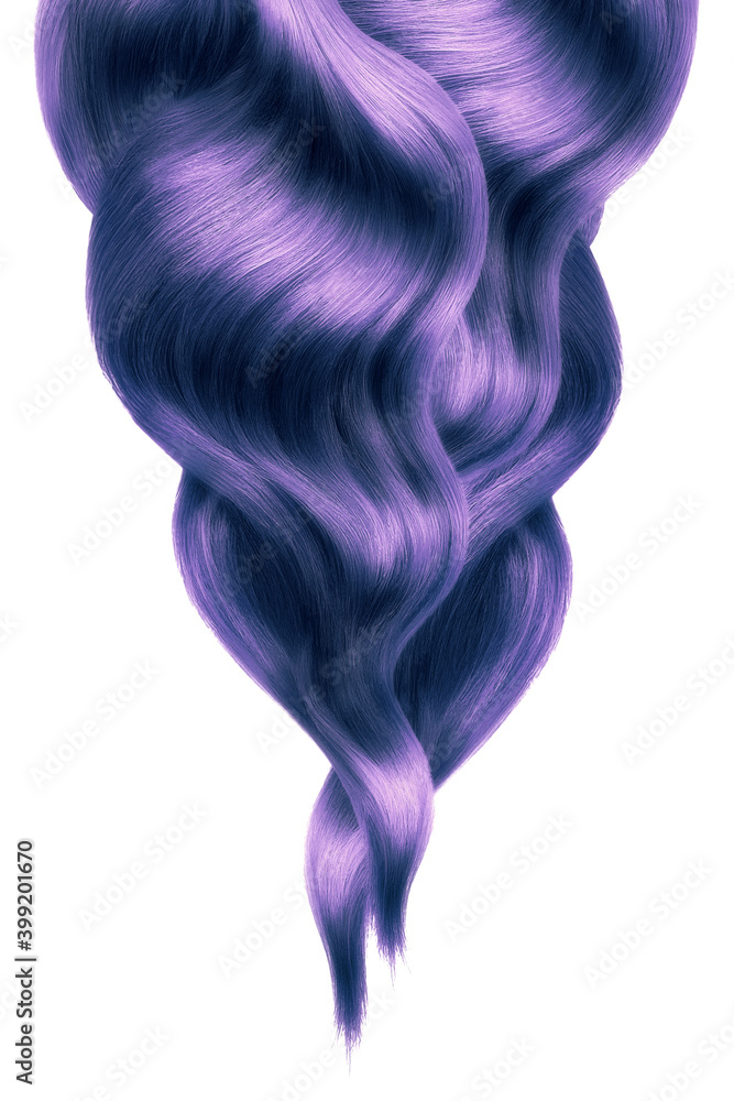 Purple shiny hair on white background, isolated Purple shiny hair on white background, isolated