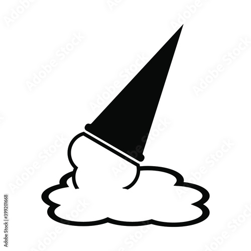 Ice cream fell to the ground, black on a white background, sign for design, vector illustration