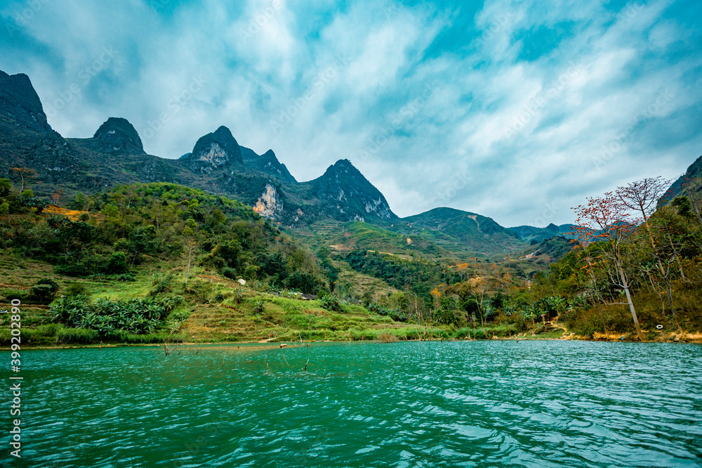 Ma Pi Leng Mountain view from Nho Que River, one of the most beautiful is a River in Vietnam Ma Pi Leng Mountain view from Nho Que River, one of the most beautiful is a River in Vietnam