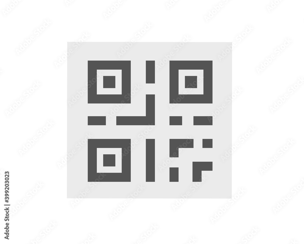 Qr barcode icon vector flat line stroke outline design, digital code pictogram isolated on white background black
