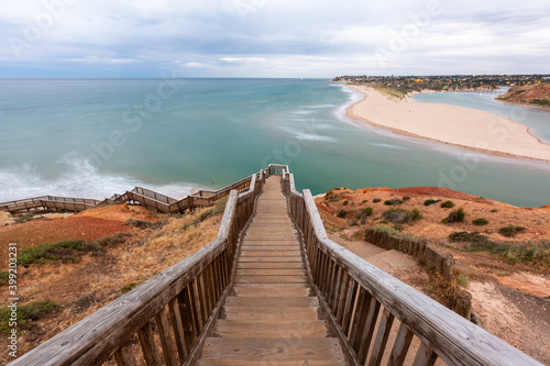 The Southport stairs at sunrise located in Port Noarlunga South Australia on december 14th 2020
