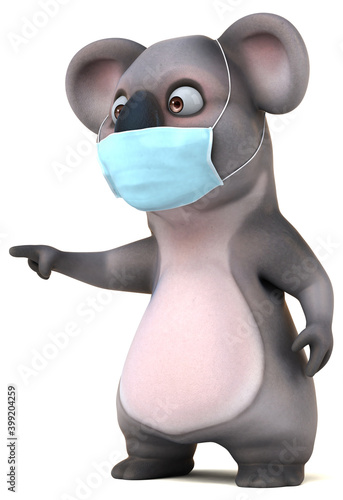 Fun 3D cartoon koala with a mask