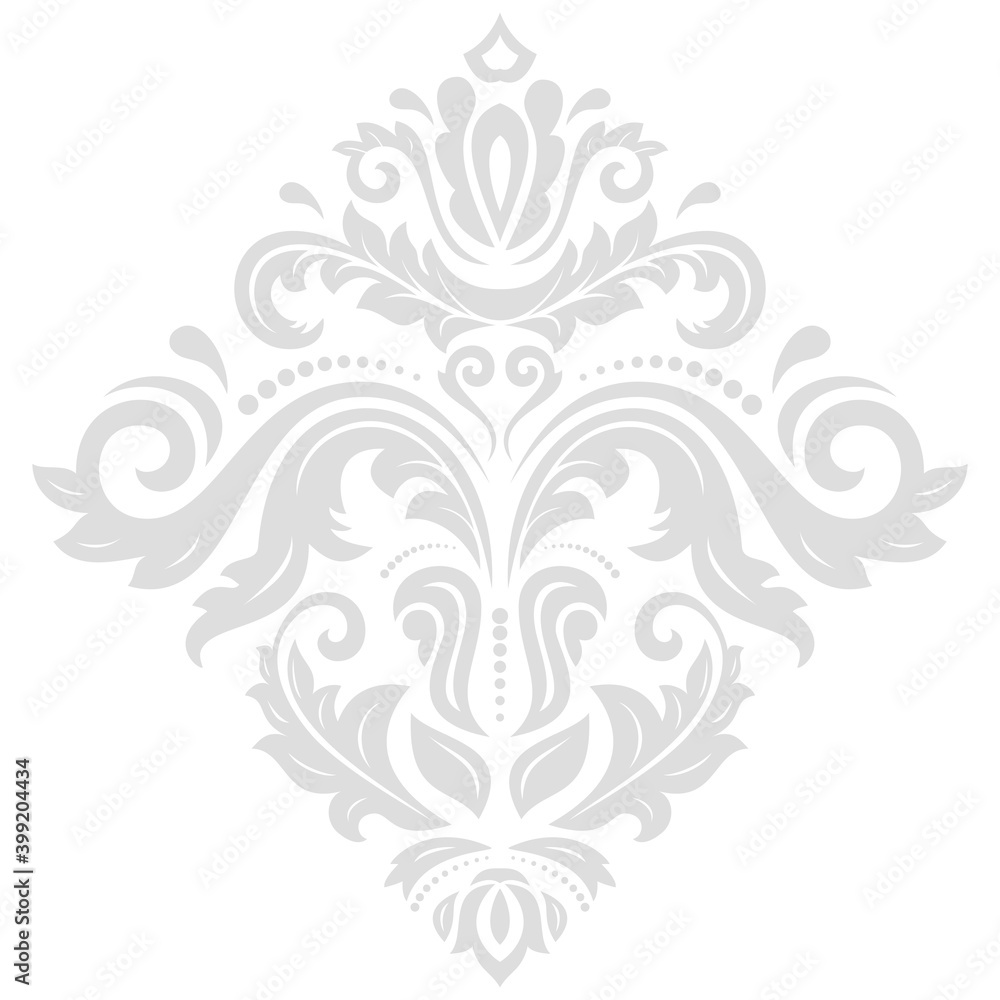 Elegant vintage grey ornament in classic style. Abstract traditional pattern with oriental elements. Classic vintage pattern