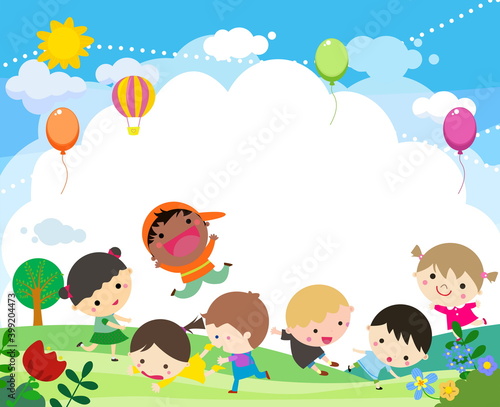 children with balloons
