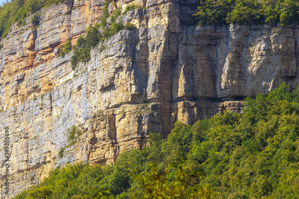 Sheer rock, face like cliff called Eagle shelf, Mezmay, Krasnodar region, Russia
