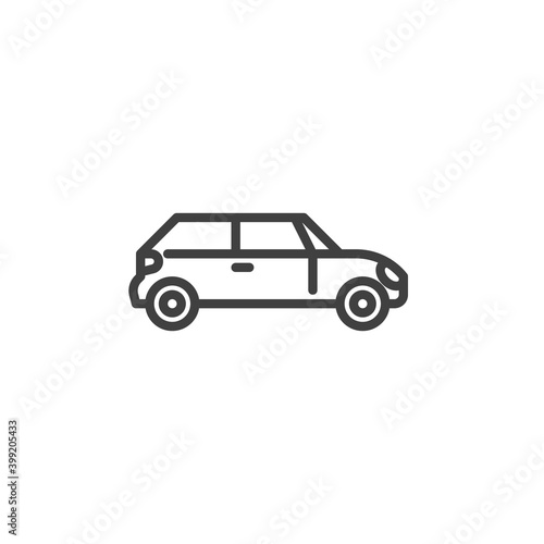 Car side view line icon. linear style sign for mobile concept and web design. Auto, transportation outline vector icon. Symbol, logo illustration. Vector graphics © alekseyvanin