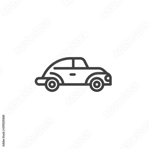 Retro car line icon. linear style sign for mobile concept and web design. Vintage Car outline vector icon. Symbol  logo illustration. Vector graphics