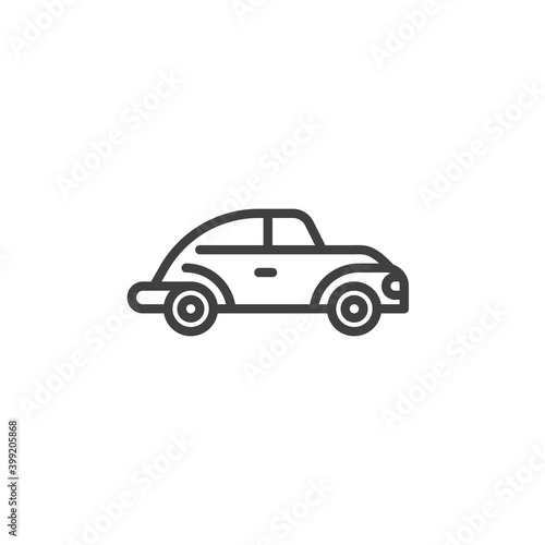 Retro car line icon. linear style sign for mobile concept and web design. Vintage Car outline vector icon. Symbol, logo illustration. Vector graphics