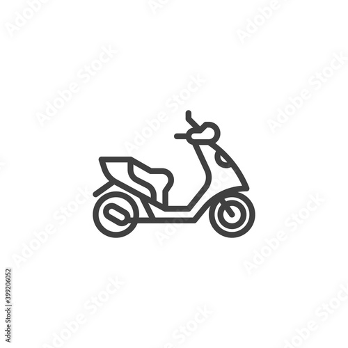 Modern scooter line icon. linear style sign for mobile concept and web design. Scooter, motorcycle outline vector icon. Symbol, logo illustration. Vector graphics