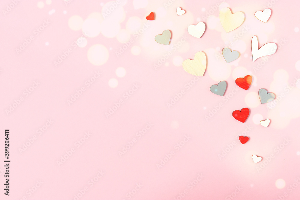 Beautiful Valentine's Day background with place to insert text and golden bokeh