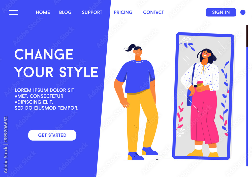 Vector landing page of Change Your Style concept