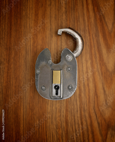 Vintage Padlock (Lock), High Resolution, Wooden Background