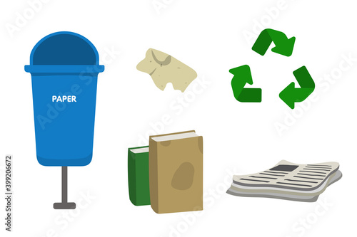 Blue dumpster bin for paper.