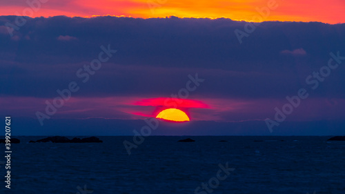 Dawn at sea  dramatic landscape