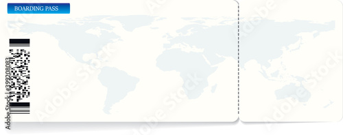 Variant of air ticket boarding pass isolated on white. Template of airline ticket in blue color. Vector illustration