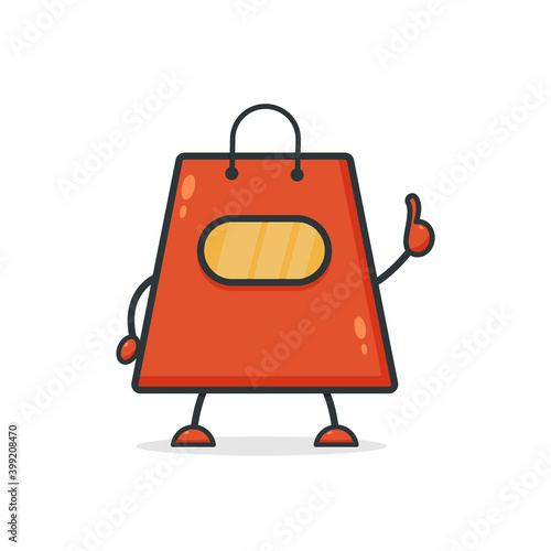 Cute shopping bag. Illustration vector graphic cartoon character icon design. Perfect for Ecommerce, Symbol of promotion sale, store web element. Illustration E-commerce Shopping Symbols.