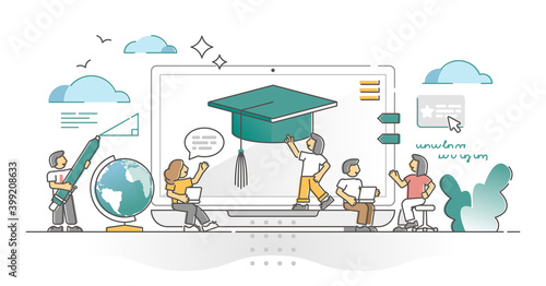 Online learning as education study using digital platform outline concept
