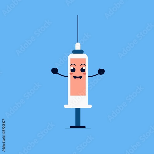 Syringe cartoon with Japanese kawaii style