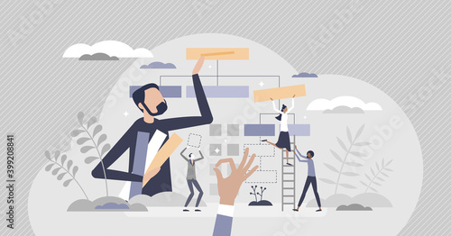 Building website project as programming homepage process tiny person concept