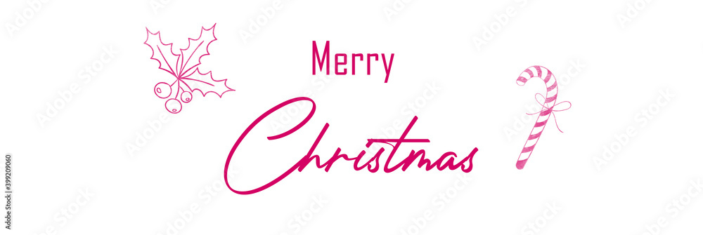 Wallpaper with Merry Christmas on a white background