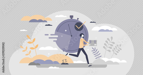 Fast service and express delivery with urgent shipment tiny persons concept