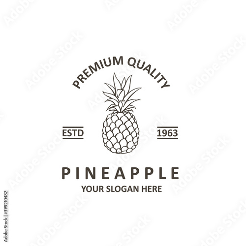 emblem of pineapple tropical fruit isolated on white background
