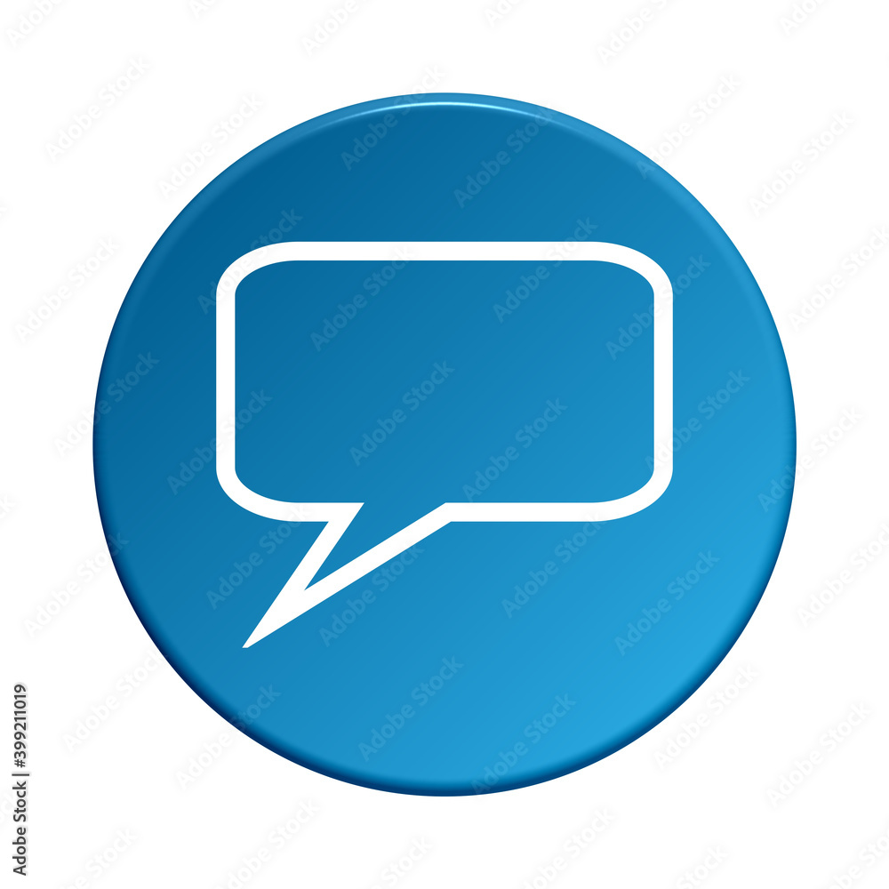 Sprechblase - Symbol auf rundem Button mit blauer Farbe Sprechblase - Symbol auf rundem Button mit blauer Farbe