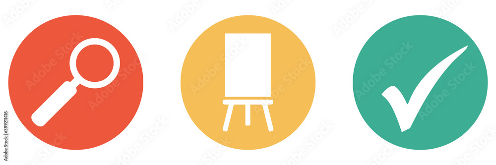 Bunter Banner mit 3 Buttons: Kurs oder Seminar suchen und buchen Bunter Banner mit 3 Buttons: Kurs oder Seminar suchen und buchen