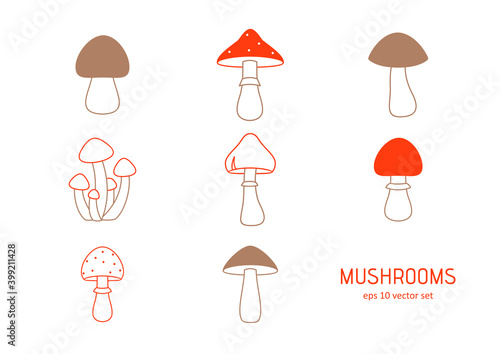 Mushroom - vector icons set.