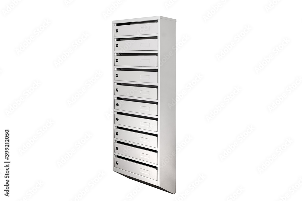 Mail boxes filled of leaflets and letters. Shallow DOF Mailboxes and Lock in Rows at Entrance Mail boxes filled of leaflets and letters. Shallow DOF Mailboxes and Lock in Rows at Entrance