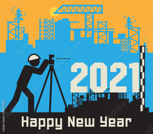 Surveyor conduct surveying at the construction site