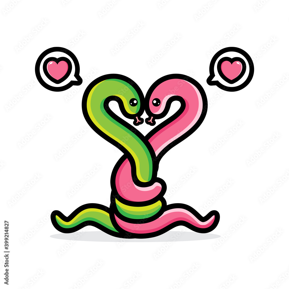 cute couple vector design snake character forming love cute couple vector design snake character forming love