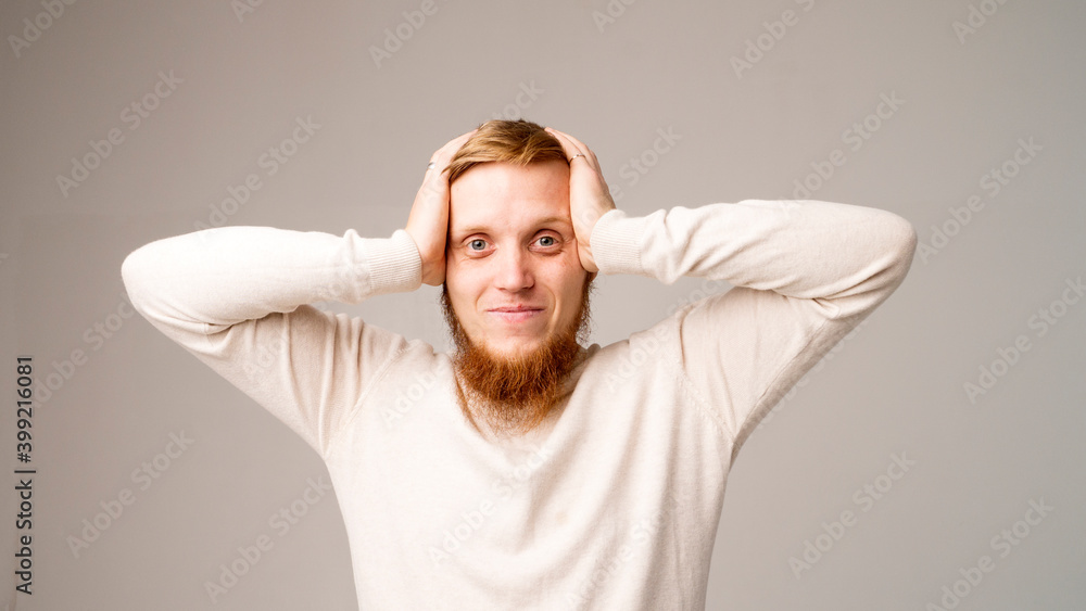 Isolated shot of young handsome male with beard Isolated shot of young handsome male with beard