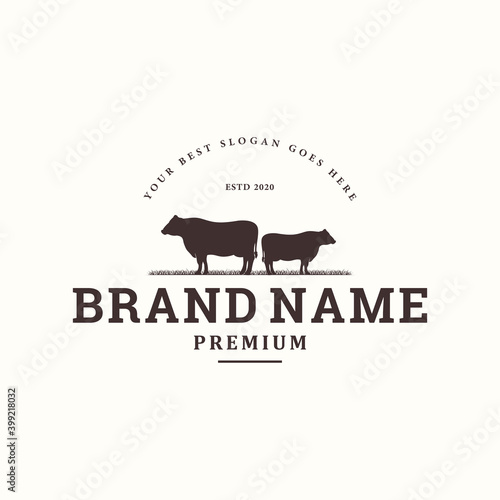 vintage livestock logo design, vector concept illustration