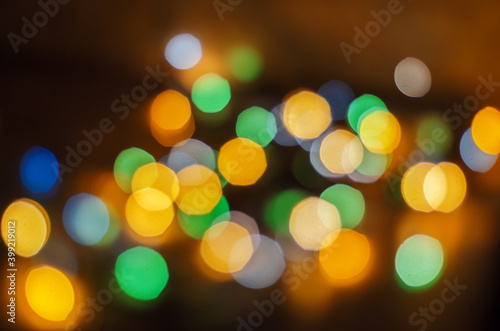 blurred multicolored christmas lights from garland