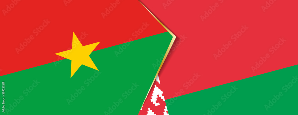 Burkina Faso and Belarus flags, two vector flags. Burkina Faso and Belarus flags, two vector flags.