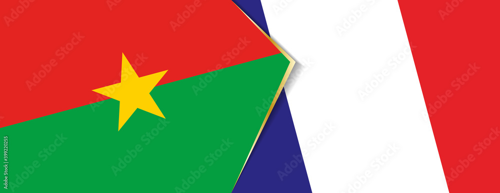 Burkina Faso and France flags, two vector flags. Burkina Faso and France flags, two vector flags.